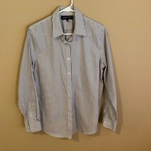 Jones New York Signature Shirt black and white striped size M